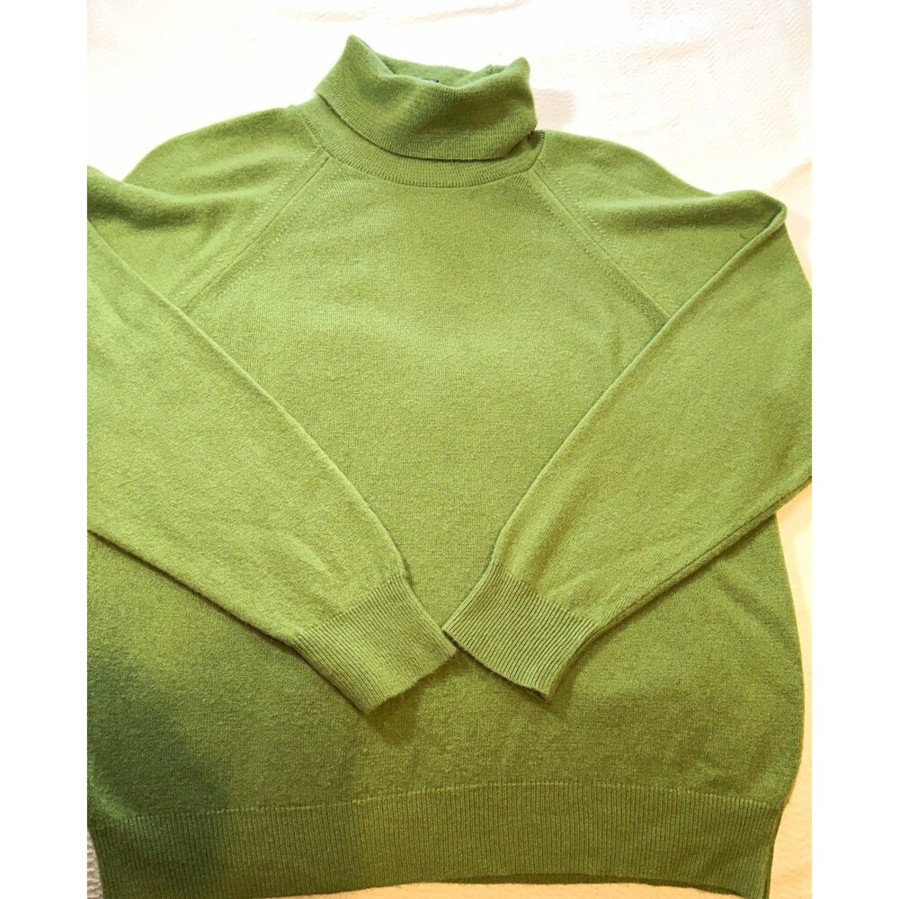 Designers Originals Green Solid Knit Turtleneck Pullover Sweater Acrylic M